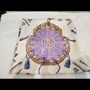 HERMES PARIS 100% Silk Scarf Keys Beige & Lavender